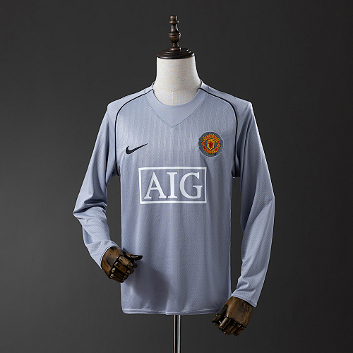 M-U 2007 Goleiro Grey Manga longa Retrô Camisa S-XXL