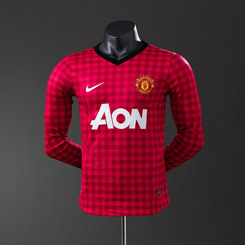M-U 12/13 Titular Manga longa Versão jogador Retrô Camisa S-3XL