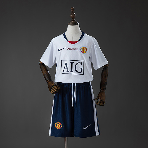M-U 08/09 Visitante (UEFA Champions League) Retrô Kit infantil Tamanho 16-28