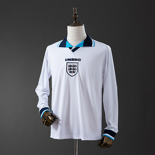 England 1996 Titular Manga longa Retrô Camisa S-XXL