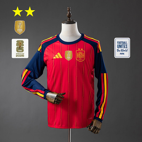 Spain 2026 Titular 2-Star Champion Edition Manga longa Camisa S-3XL