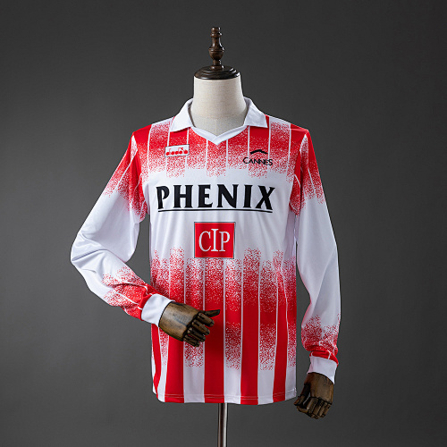 AS Cannes 91/92 Titular Manga longa Retrô Camisa S-XXL