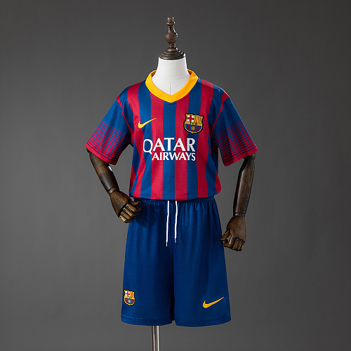 Barcelona 13/14 Titular Retrô Kit infantil Tamanho 16-28