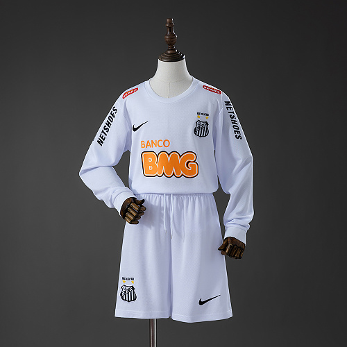 Santos 12/13 Titular Retrô Manga longa Kit infantil Tamanho 16-28