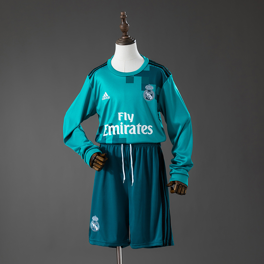 Real Madrid 17/18 Terceira Retrô Manga longa Kit infantil Tamanho 16-28, foto 1
