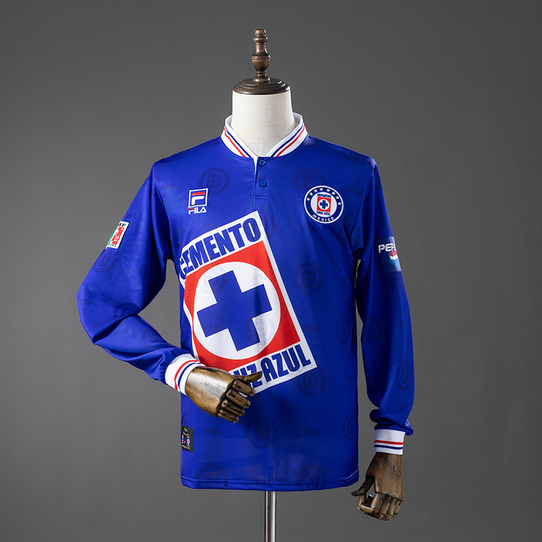 Cruz Azul 1998 Titular Manga longa Retrô Camisa S-XXL, foto 1