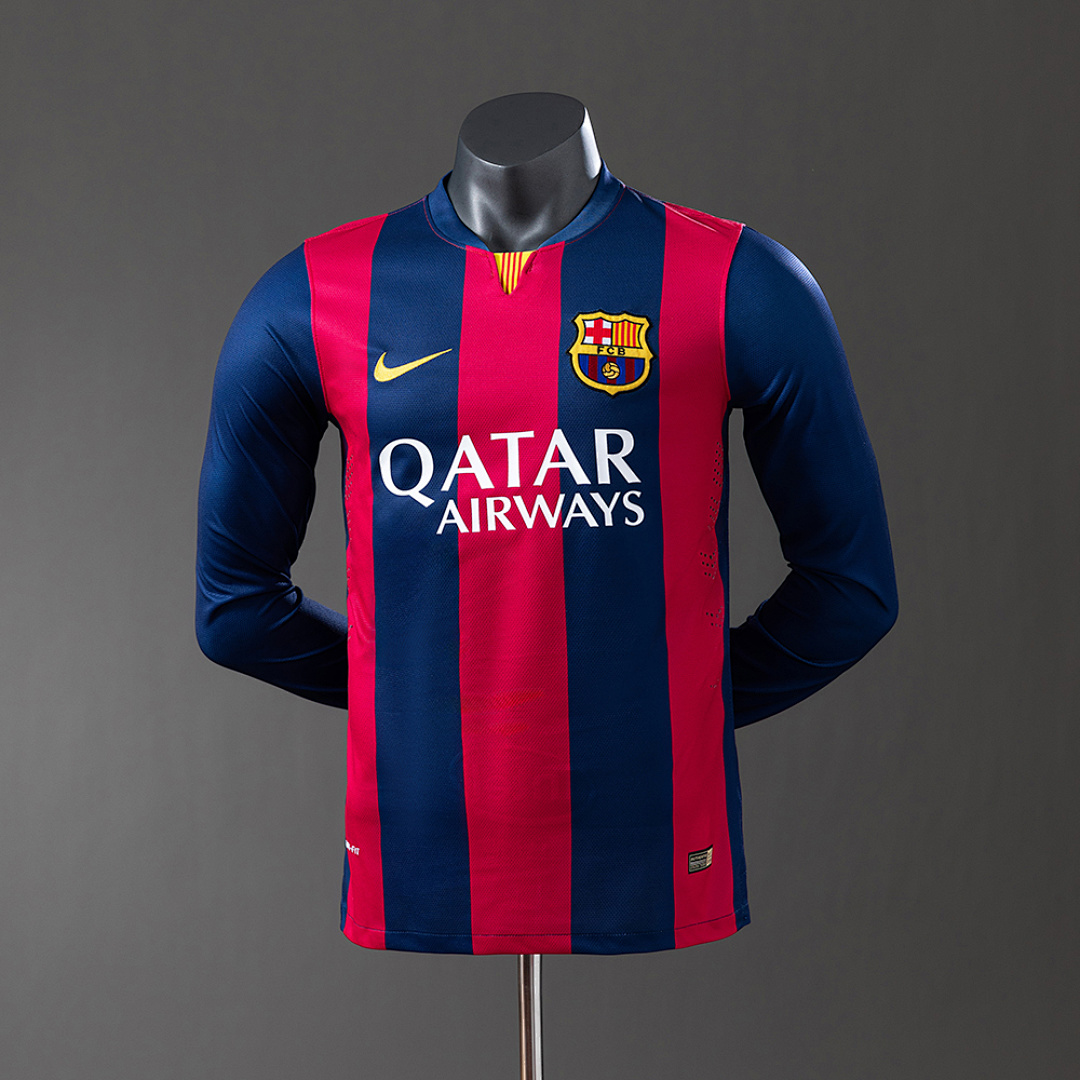 Barcelona 14/15 Titular Manga longa Versão jogador Retrô Camisa S-3XL, foto 1