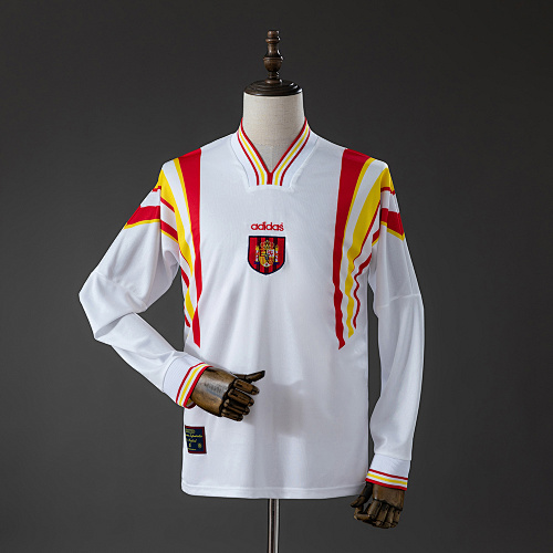 Spain 1996 Visitante Retrô Manga longa Camisa S-XXL