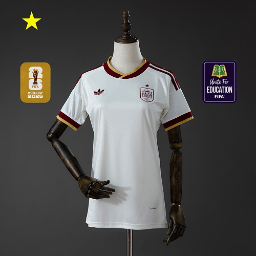 Spain 2026 Visitante Feminina Camisa S-XXL
