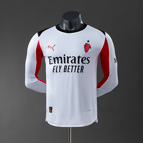 AC Milan 25/26 Visitante Versão jogador Manga longa Camisa S-3XL