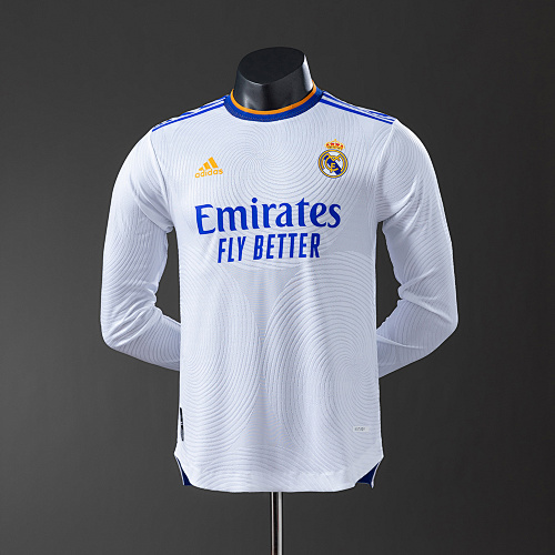 Real Madrid 21/22 Titular Manga longa Versão jogador Retrô Camisa S-3XL