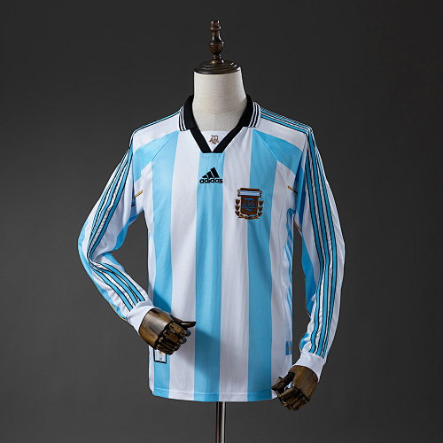 Argentina 1998 Titular Manga longa Retrô Camisa S-XXL