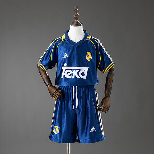 Real Madrid 98/00 Terceira Retrô Kit infantil Tamanho 16-28