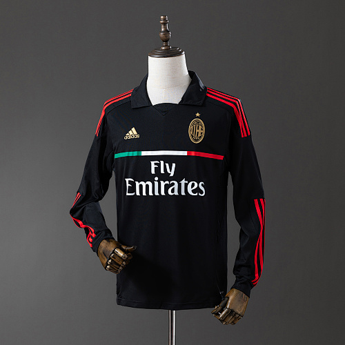 AC Milan 11/12 Visitante Manga longa Retrô Camisa S-XXL