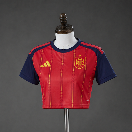Spain 2026 Titular Feminina Crop Top Style Camisa S-XXL