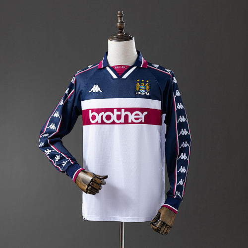 Manchester City 97/98 Visitante Manga longa Retrô Camisa S-XXL