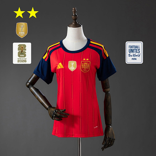 Spain 2026 Feminina Titular 2-Star Champion Edition Camisa S-XXL