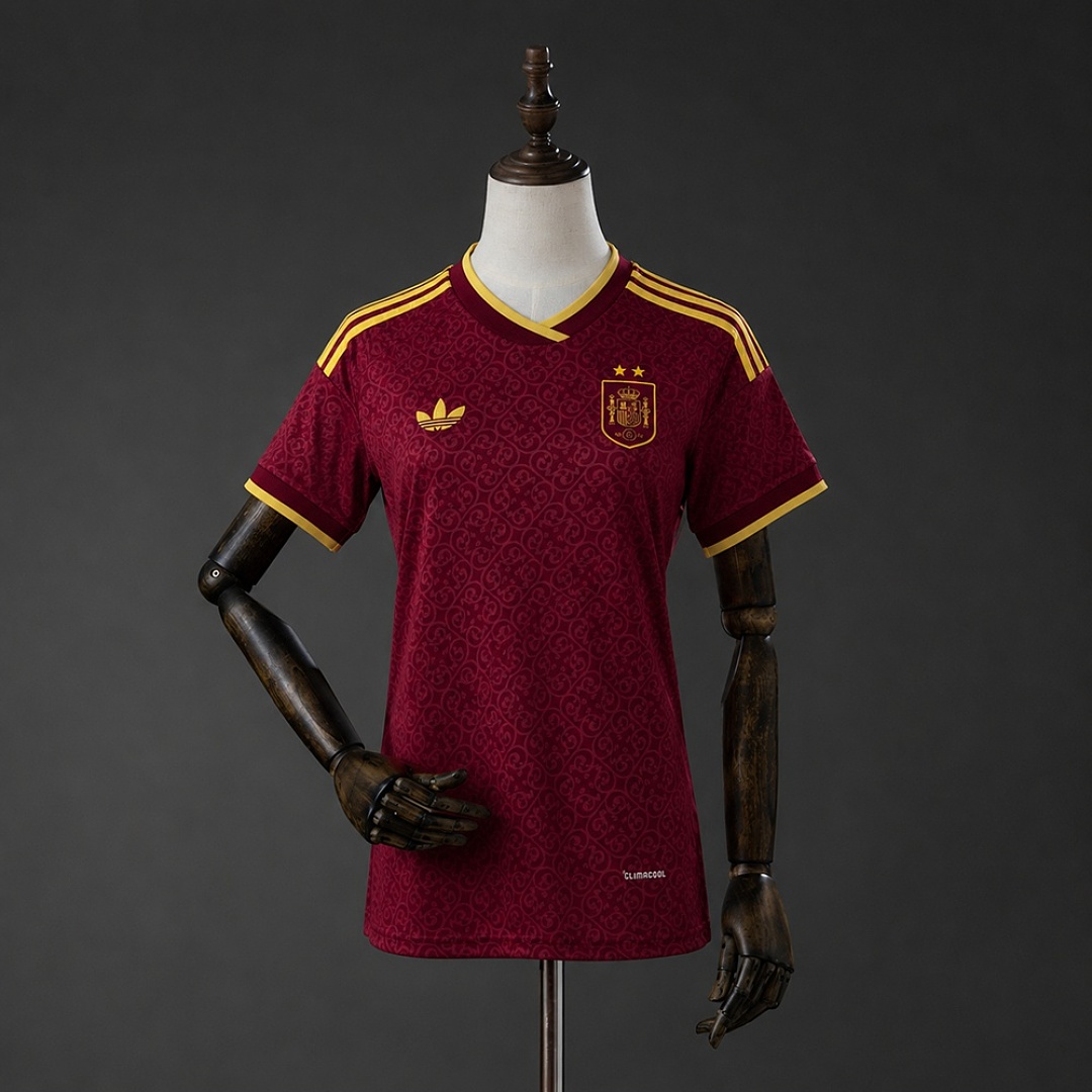 Spain 2026 2 Stars Edição especial Womens Camisa - Maroon S-XXL, foto 1