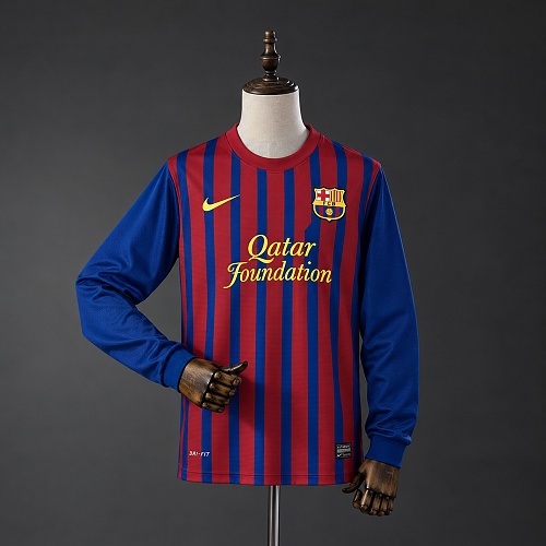 Barcelona 11/12 Titular Long Sleeves Retrô Camisa S-XXL