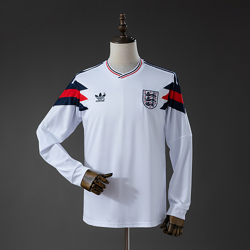 England 1990 Titular Retrô Manga longa Camisa S-XXL