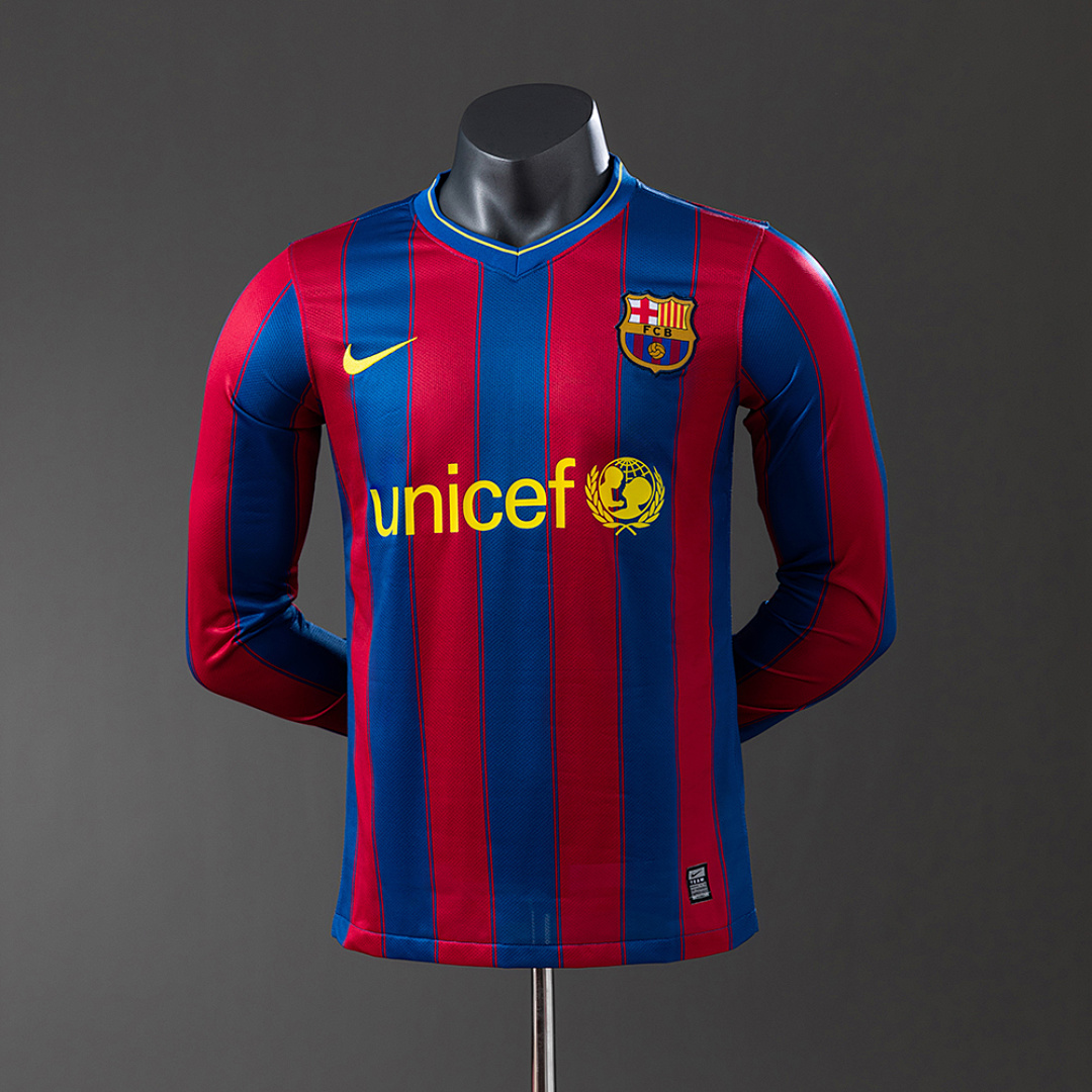 Barcelona 09/10 Titular Manga longa Versão jogador Retrô Camisa S-3XL, foto 1