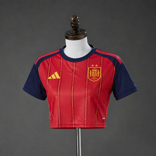 Spain 2026 Titular 2-Star Champion Edition Womens Crop Camisa S-XXL