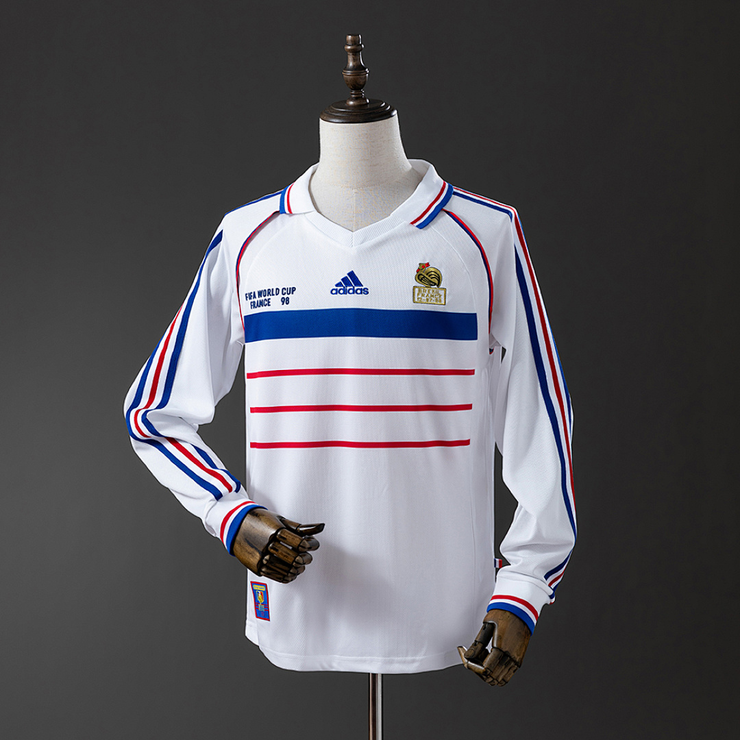 France 1998 Visitante Manga longa Retrô Camisa S-XXL, foto 1