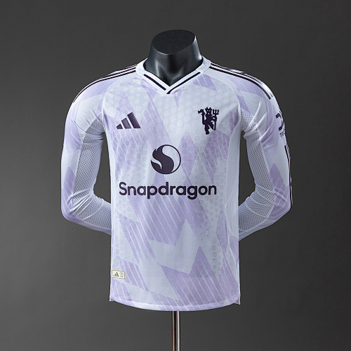 M-U 25/26 Versão jogador Visitante Manga longa Camisa S-3XL