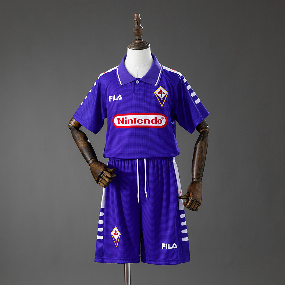 Fiorentina 98/99 Titular Retrô Kit infantil Tamanho 16-28, foto 1