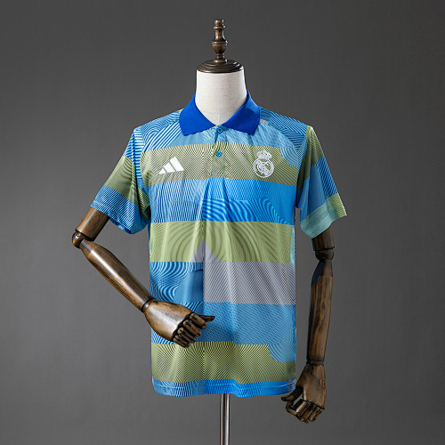 Real Madrid 25/26 POLO - Green Striped Tray S-XXL
