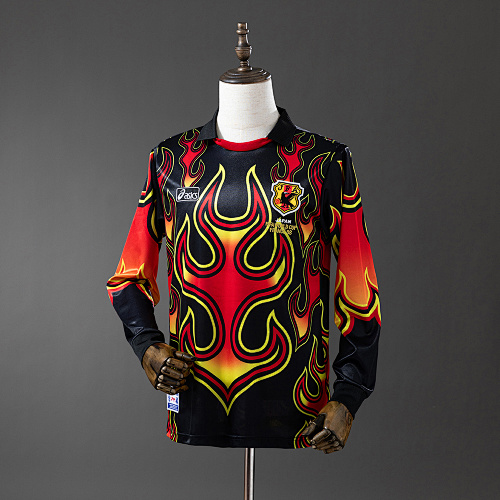 Japan 1998 Goleiro Black Fireworks Manga longa Retrô Camisa S-XXL
