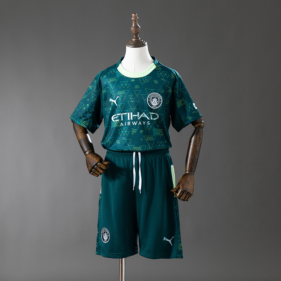 Manchester City 25/26 Fourth Visitante Kit infantil Tamanho 16-28, foto 1