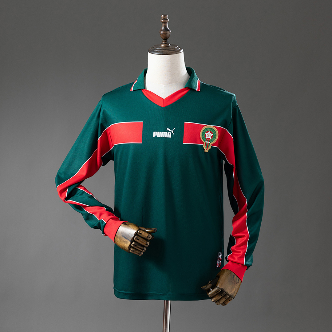 Morocco 1998 Titular Manga longa Retrô Camisa S-XXL, foto 1