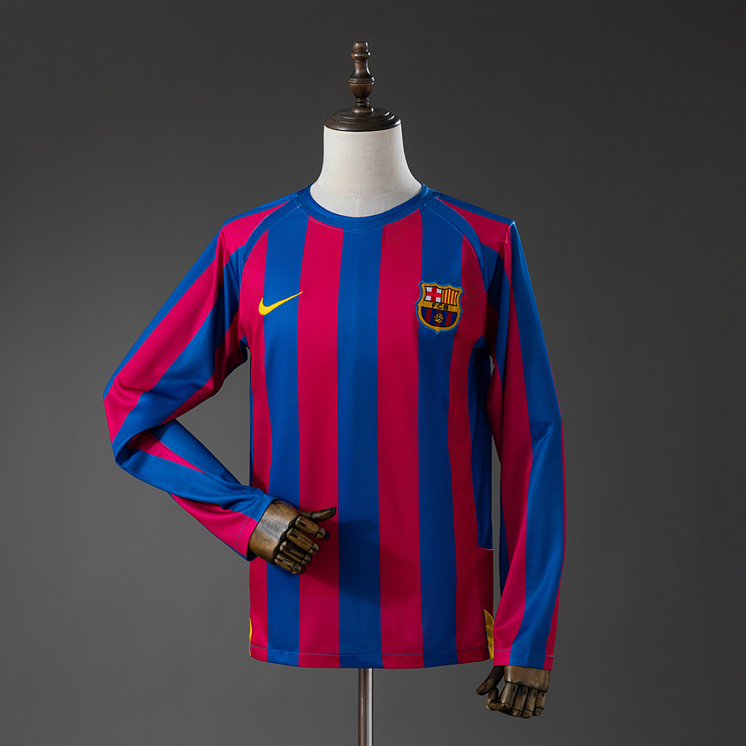 Retrô barcelona 05/06 Manga longa Titular S-XXL, foto 1