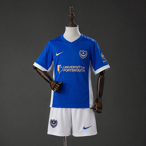 Portsmouth 26/27 Titular Kids Kit Tamanho 16-28