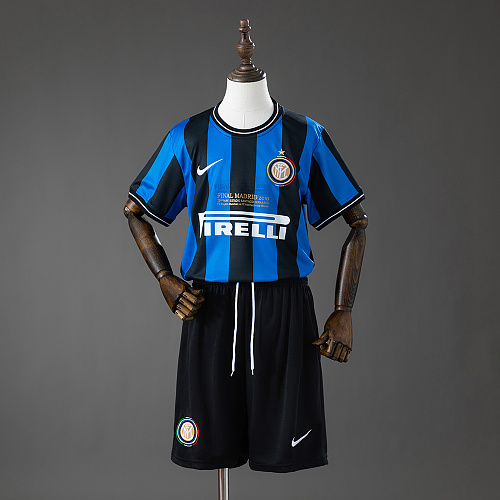 Inter Milan 09/10 Titular (UEFA Champions League) Retrô Kit infantil Tamanho 16-28