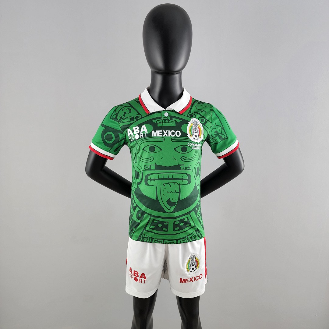 Retrô kids kit 1998 Mexico Titular Tamanho:16-28, foto 1