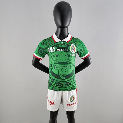 Retrô kids kit 1998 Mexico Titular Tamanho：16-28