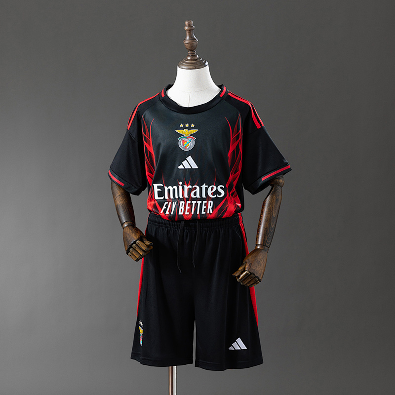 Benfica 25/26 Kids Kit Black Training Camisa Tamanho：16-28