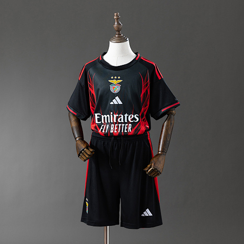 Benfica 25/26 Kids Kit Black Training Camisa Tamanho：16-28