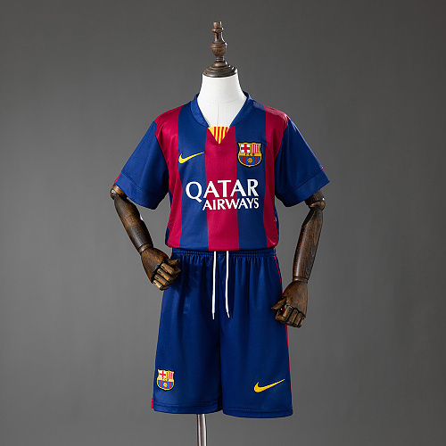 Barcelona 14/15 Titular Retrô Kit infantil Tamanho 16-28