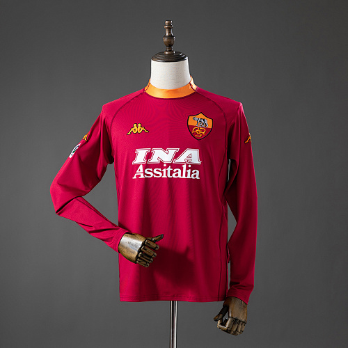 Roma 00/01 Titular Manga longa Retrô Camisa S-XXL