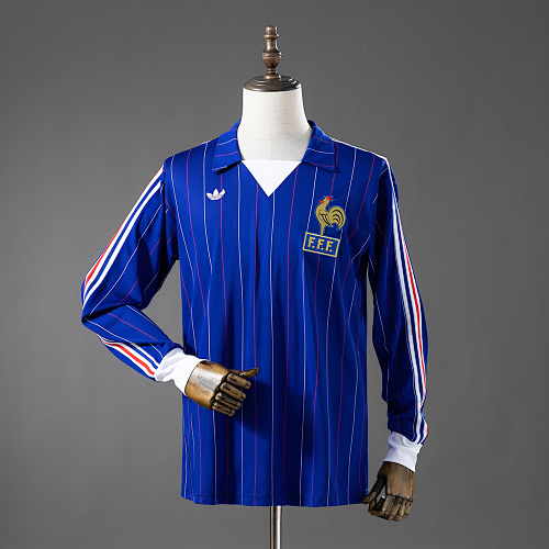 France 80/82 Titular Manga longa Retrô Camisa S-XXL
