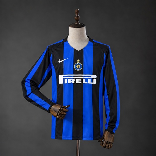 Retrô Inter Milan 04/05 Titular Manga longa Camisa S-XXL