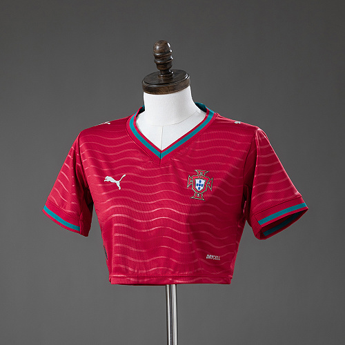 Portugal 2026 Titular Feminina Crop Top Style Camisa S-XXL
