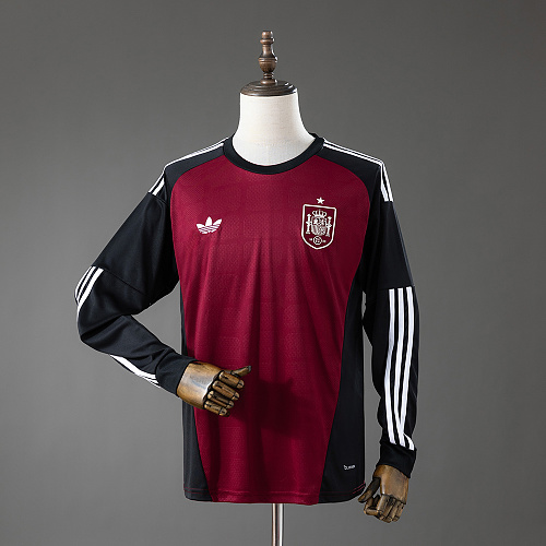Spain 2026 Goleiro-Red Manga longa Camisa S-4XL