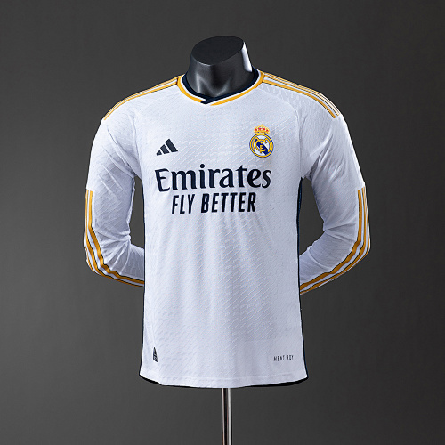 Real Madrid 23/24 Titular Manga longa Versão jogador Camisa S-3XL