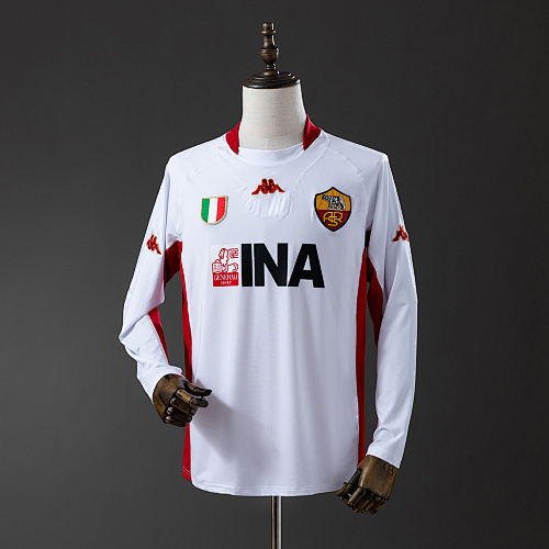 Roma 2001/02 Visitante Manga longa Retrô Camisa S-XXL