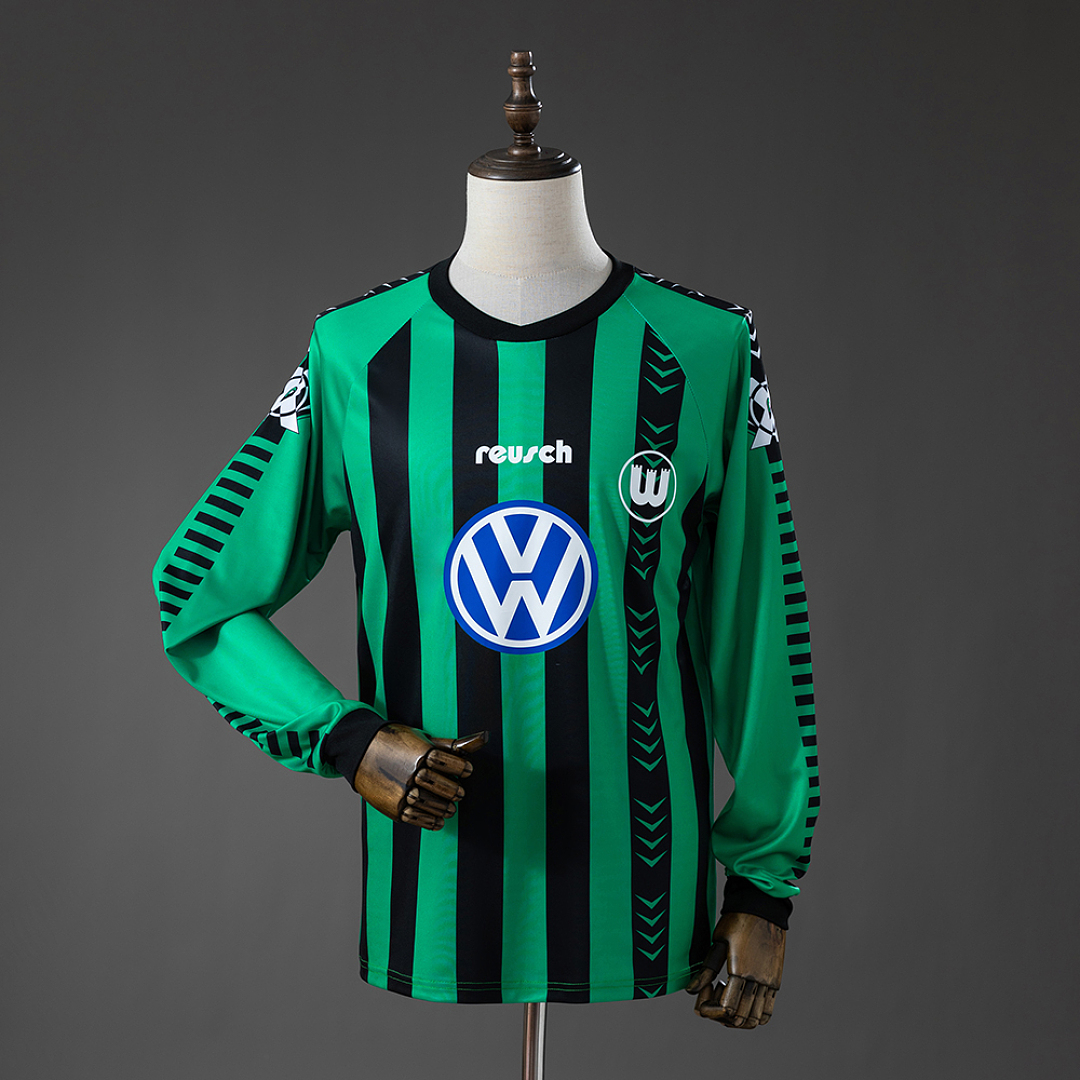 Wolfsburg 95/96 Visitante Retrô Manga longa Camisa S-XXL, foto 1