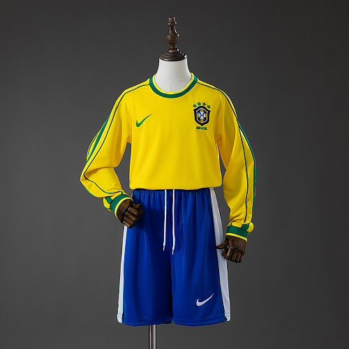 Brazil 1998 Titular Retrô Manga longa Kit infantil Tamanho 16-28